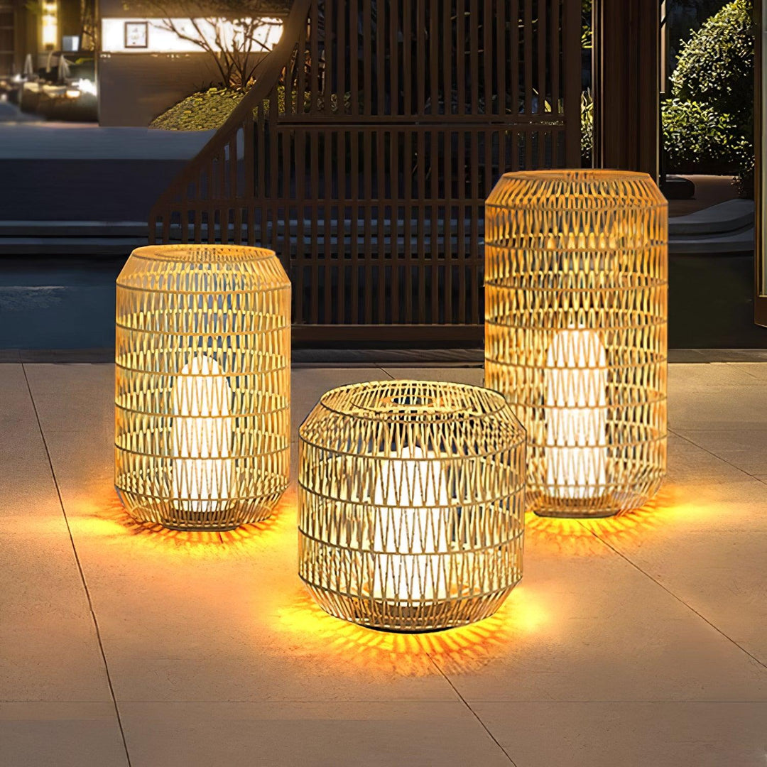 Tulum Lantern Outdoor Light - Hand-Woven Rattan USB Rechargeable Patio Light | IP65 Waterproof Ambient Outdoor Lamp