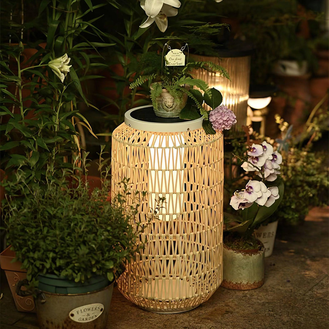 Tulum Lantern Outdoor Light - Hand-Woven Rattan USB Rechargeable Patio Light | IP65 Waterproof Ambient Outdoor Lamp