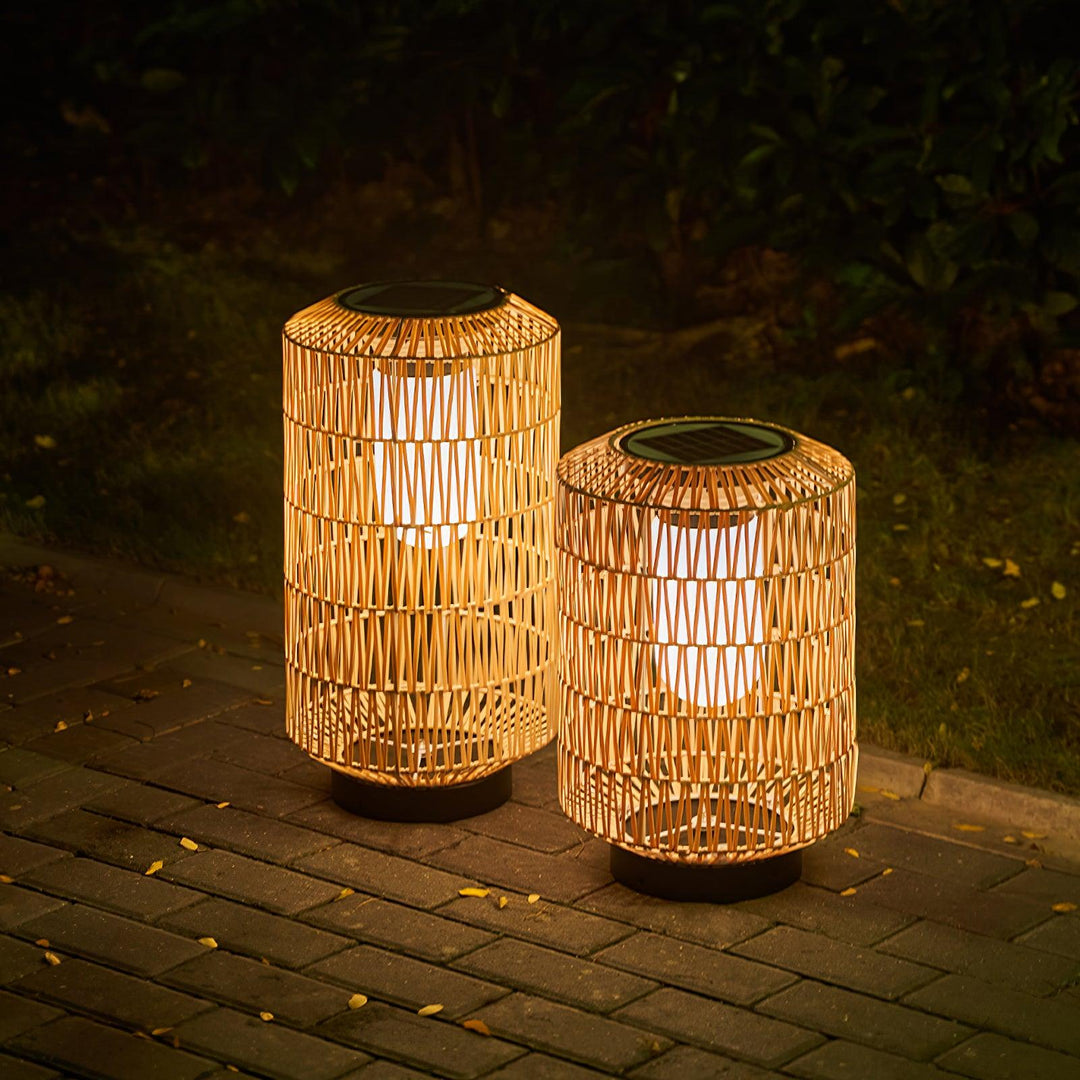 Tulum Lantern Outdoor Light - Hand-Woven Rattan USB Rechargeable Patio Light | IP65 Waterproof Ambient Outdoor Lamp