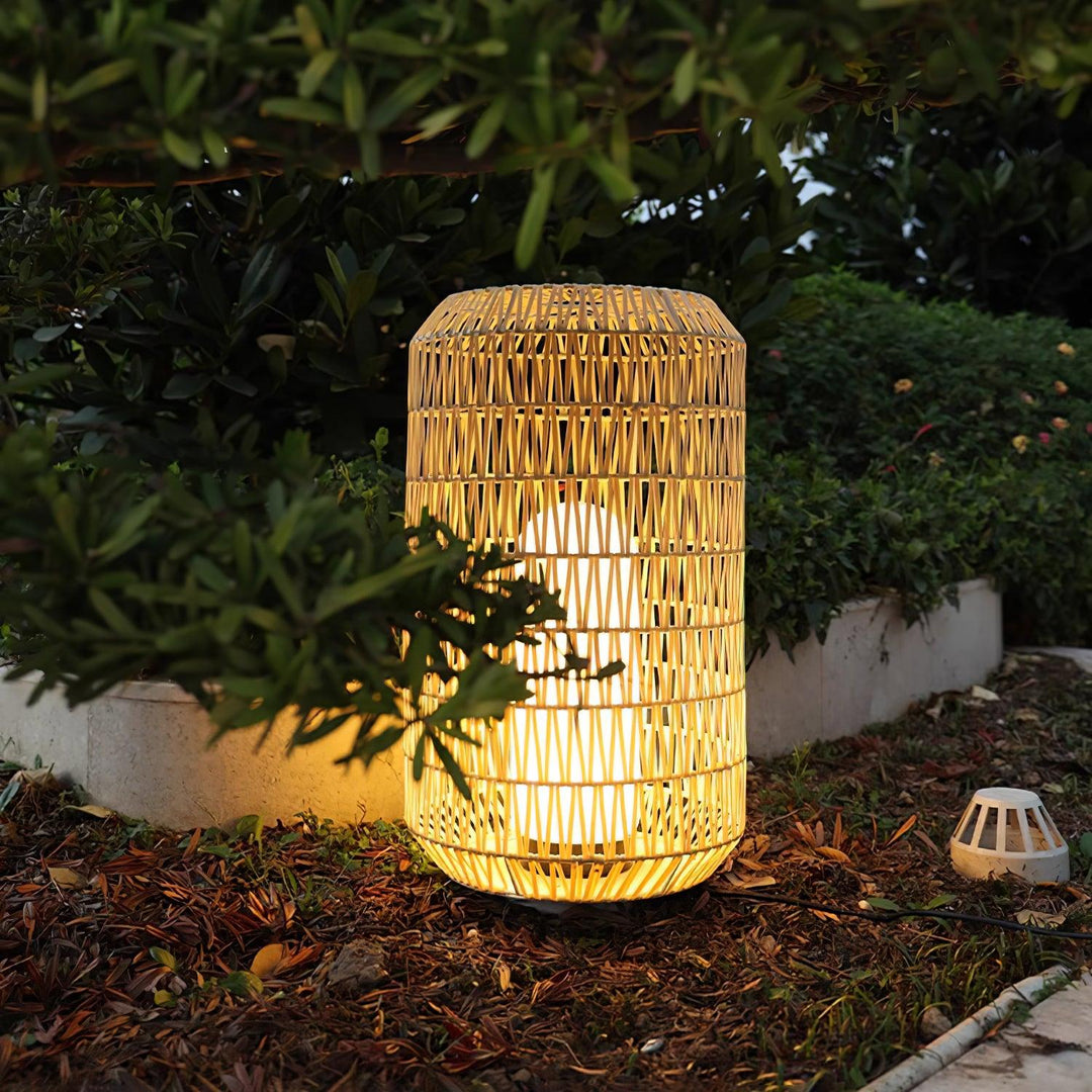 Tulum Lantern Outdoor Light - Hand-Woven Rattan USB Rechargeable Patio Light | IP65 Waterproof Ambient Outdoor Lamp