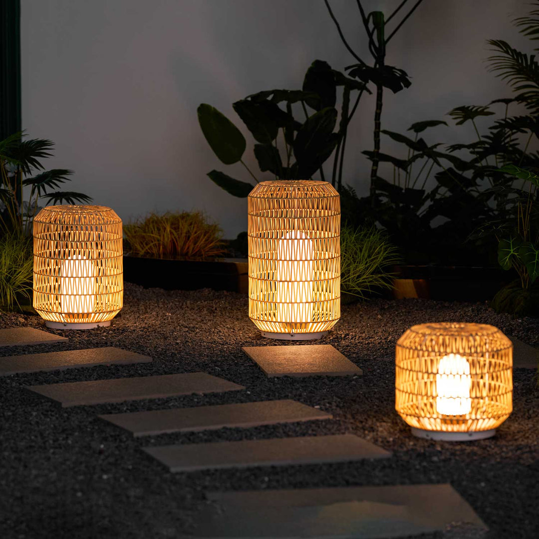 Tulum Lantern Outdoor Light - Hand-Woven Rattan USB Rechargeable Patio Light | IP65 Waterproof Ambient Outdoor Lamp