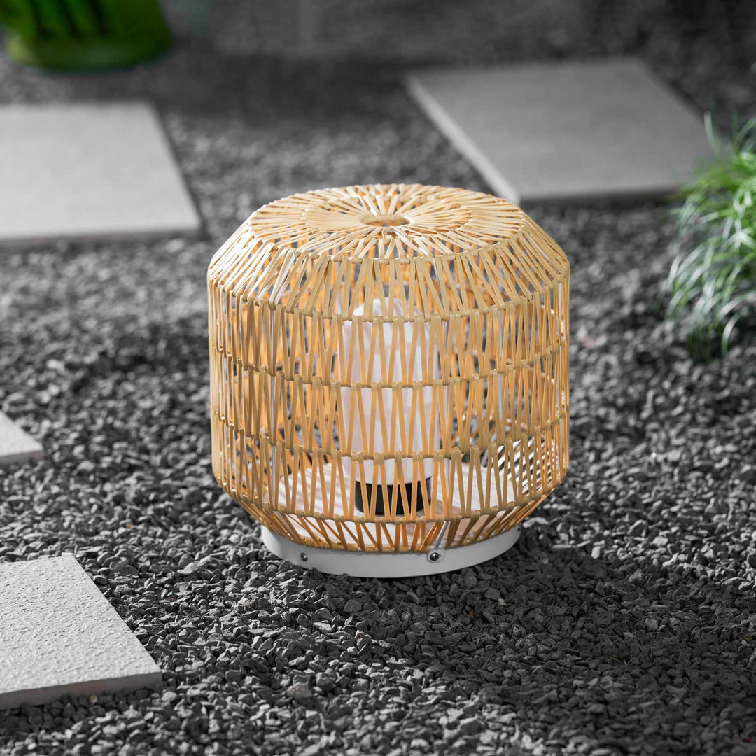 Tulum Lantern Outdoor Light - Hand-Woven Rattan USB Rechargeable Patio Light | IP65 Waterproof Ambient Outdoor Lamp