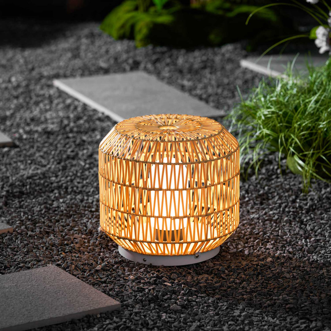 Tulum Lantern Outdoor Light - Hand-Woven Rattan USB Rechargeable Patio Light | IP65 Waterproof Ambient Outdoor Lamp
