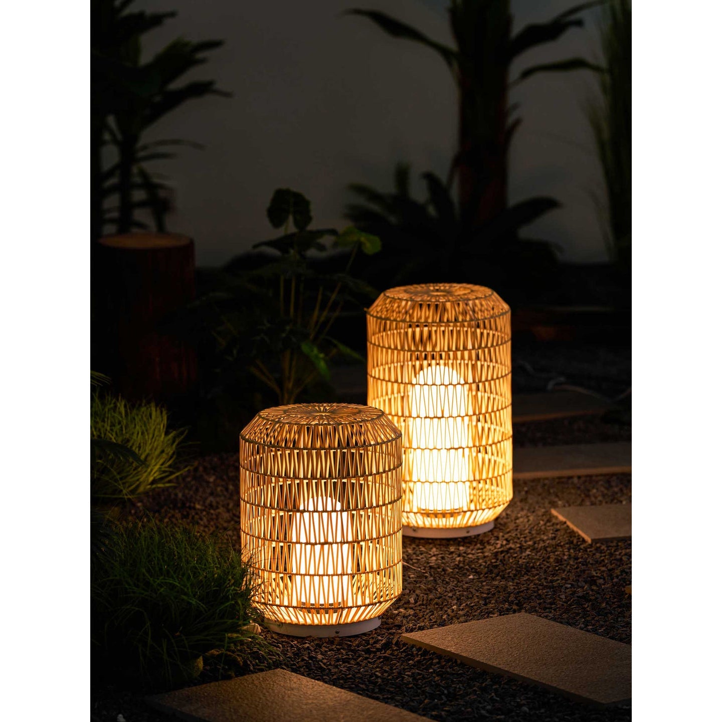 Tulum Lantern Outdoor Light - Hand-Woven Rattan USB Rechargeable Patio Light | IP65 Waterproof Ambient Outdoor Lamp