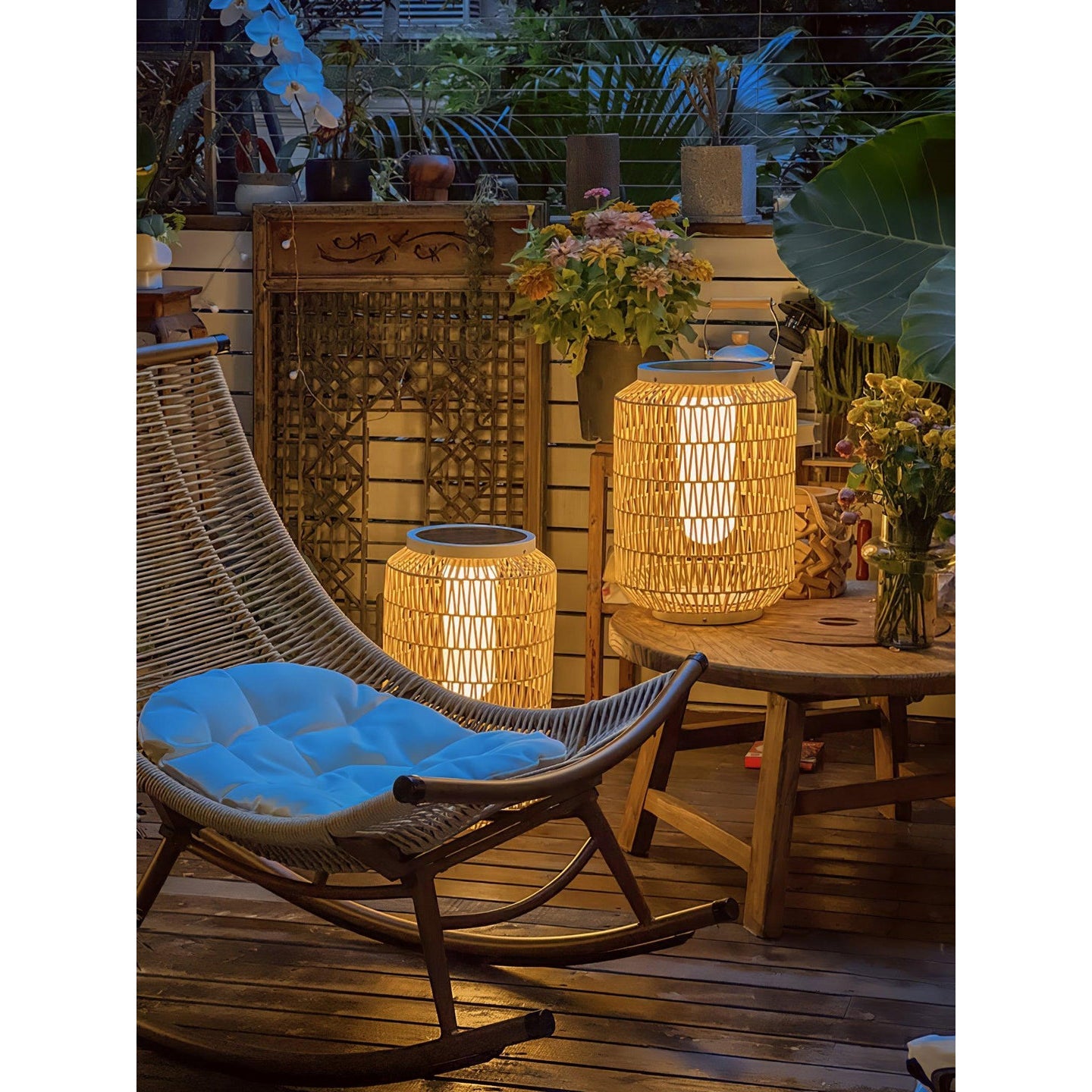 Tulum Lantern Outdoor Light - Hand-Woven Rattan USB Rechargeable Patio Light | IP65 Waterproof Ambient Outdoor Lamp