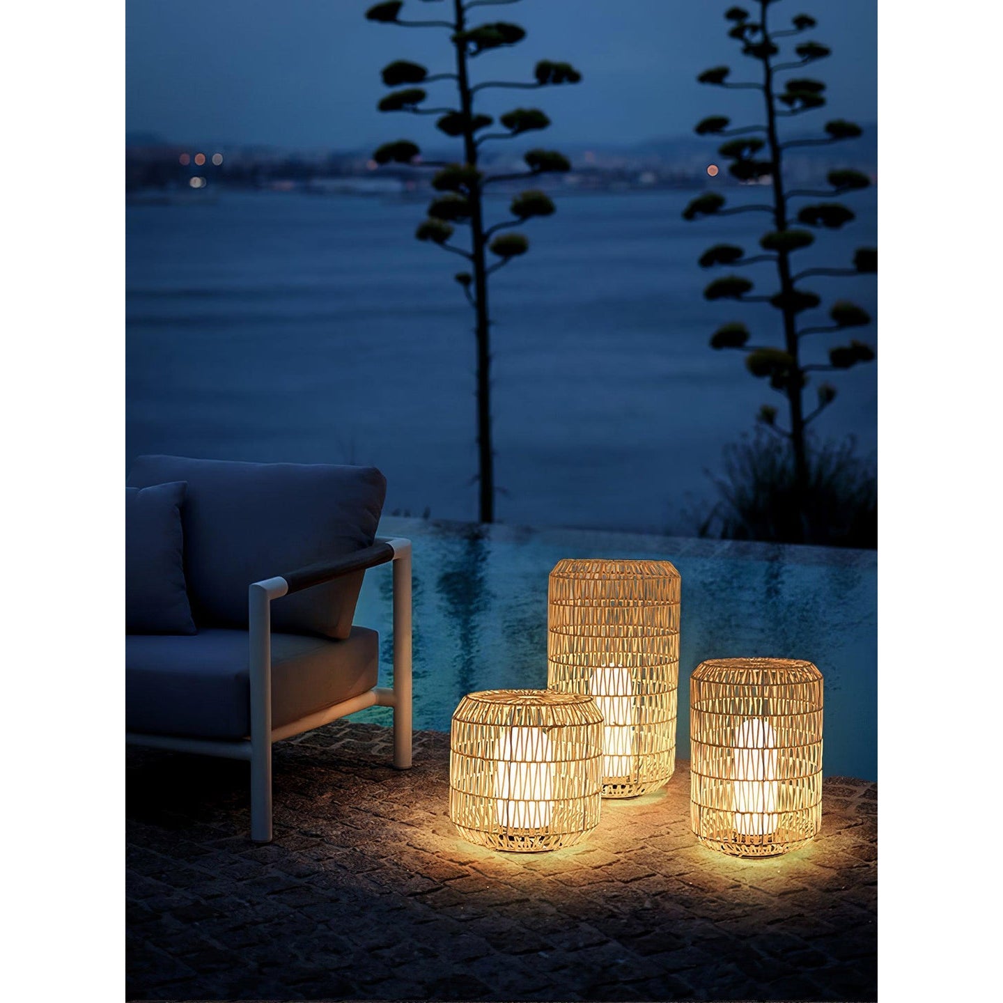 Tulum Lantern Outdoor Light - Hand-Woven Rattan USB Rechargeable Patio Light | IP65 Waterproof Ambient Outdoor Lamp
