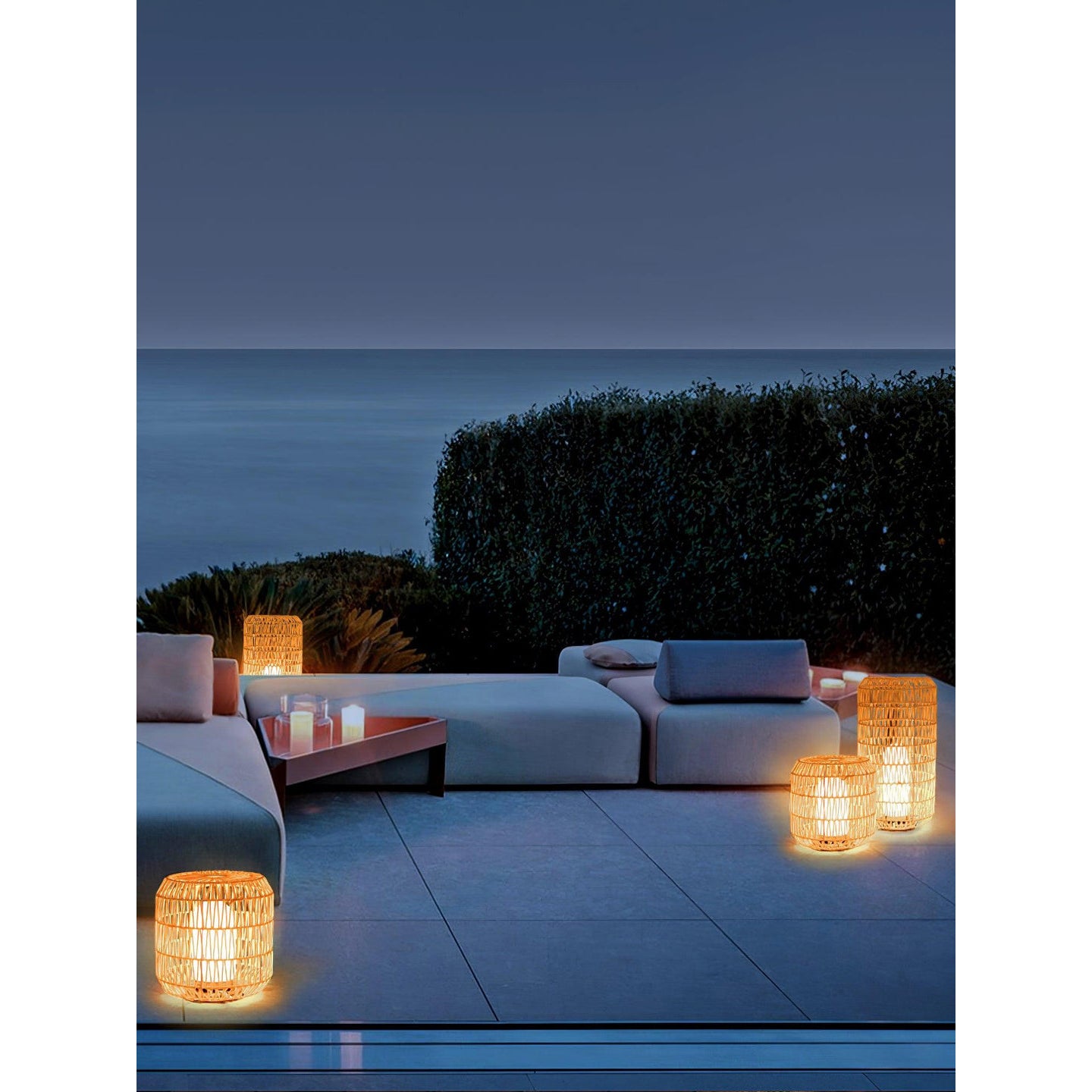 Tulum Lantern Outdoor Light - Hand-Woven Rattan USB Rechargeable Patio Light | IP65 Waterproof Ambient Outdoor Lamp