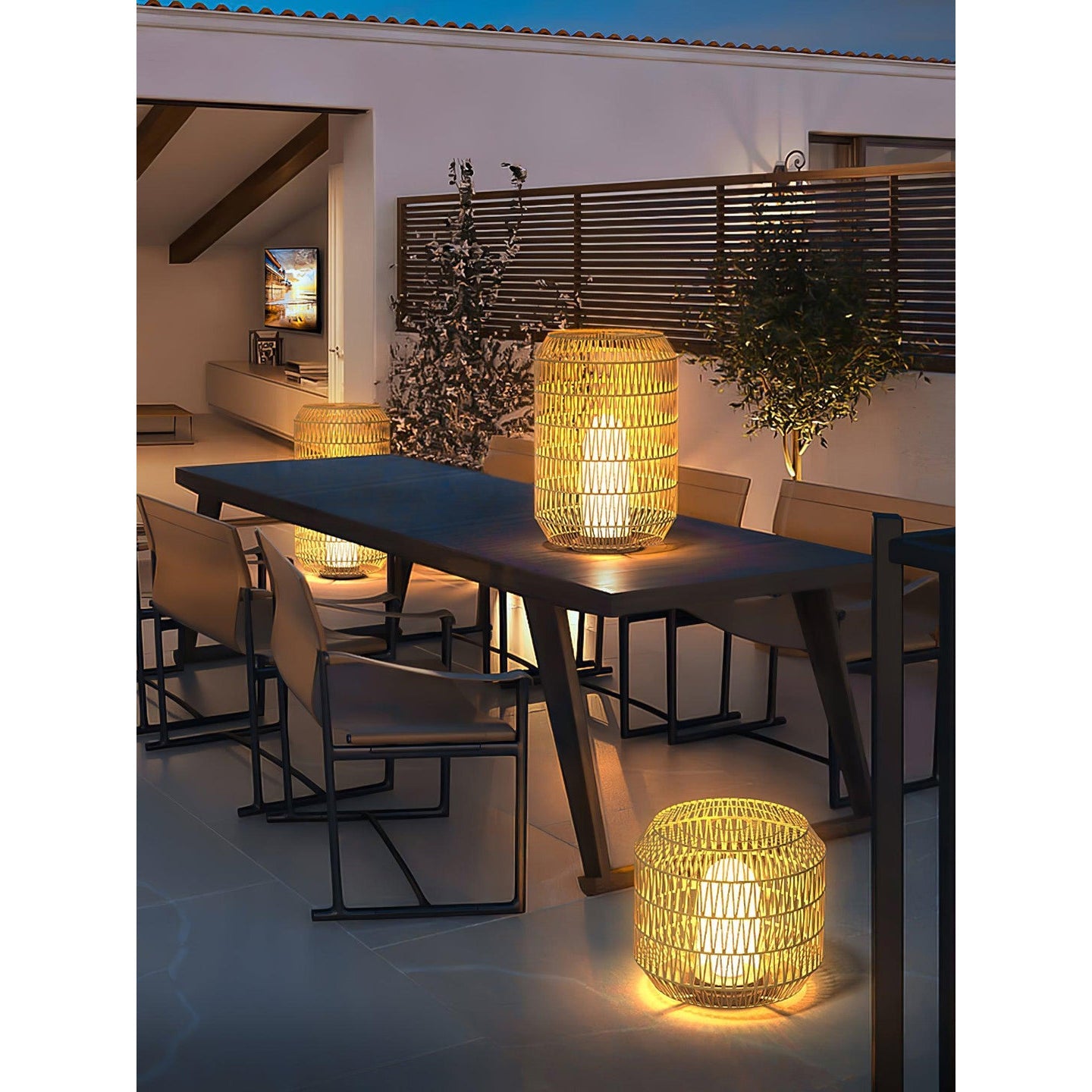 Tulum Lantern Outdoor Light - Hand-Woven Rattan USB Rechargeable Patio Light | IP65 Waterproof Ambient Outdoor Lamp