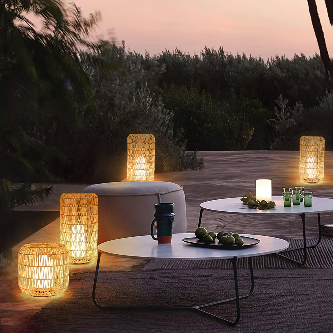 Tulum Lantern Outdoor Light - Hand-Woven Rattan USB Rechargeable Patio Light | IP65 Waterproof Ambient Outdoor Lamp