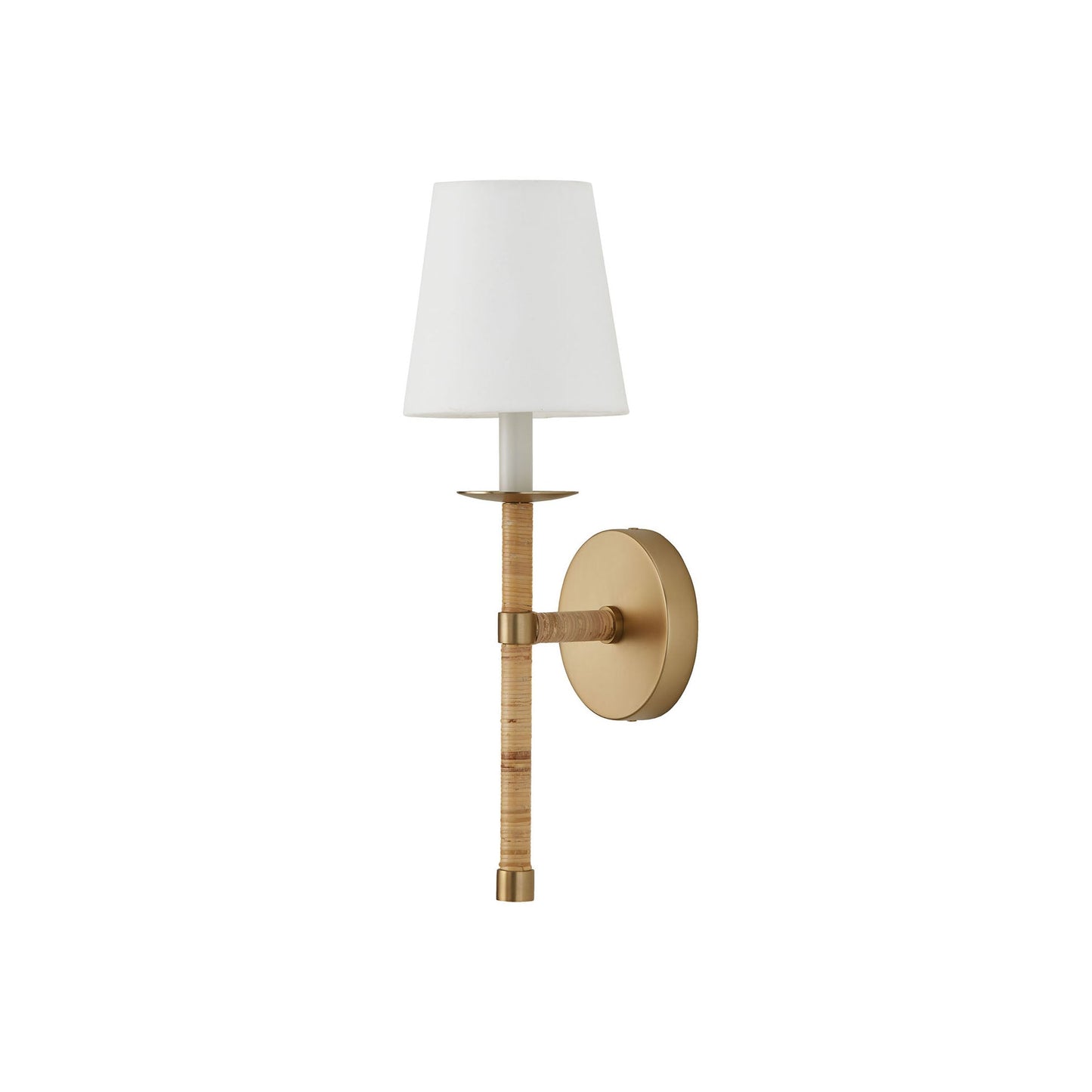 Tulum Wall Lamp - Handwrapped Rattan & Matte Brass Sconce | Boho Chic Fabric Shade Wall Light