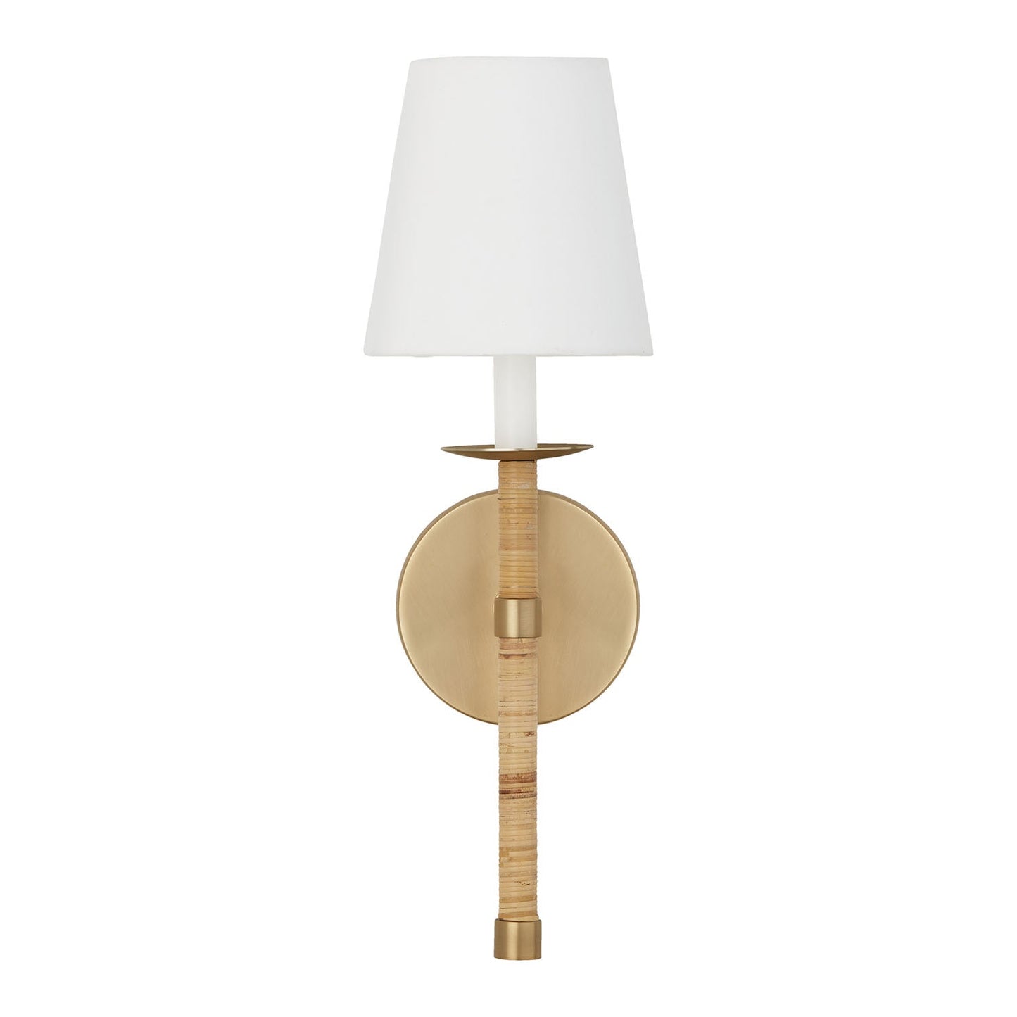 Tulum Wall Lamp - Handwrapped Rattan & Matte Brass Sconce | Boho Chic Fabric Shade Wall Light