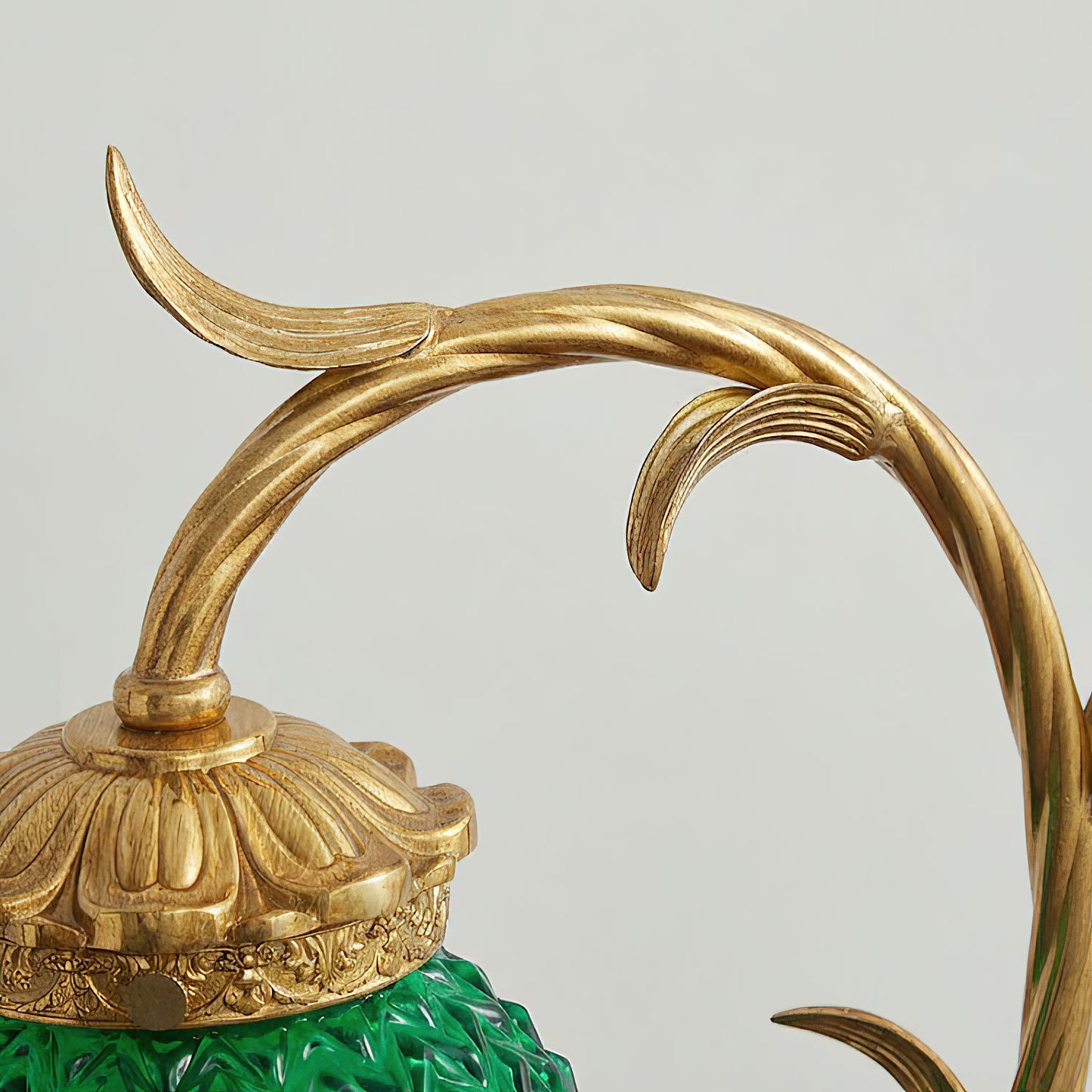 Turco Table Lamp - Polished Brass & Emerald Green Glass Desk Lamp | Vintage Luxury Bedside Accent Light