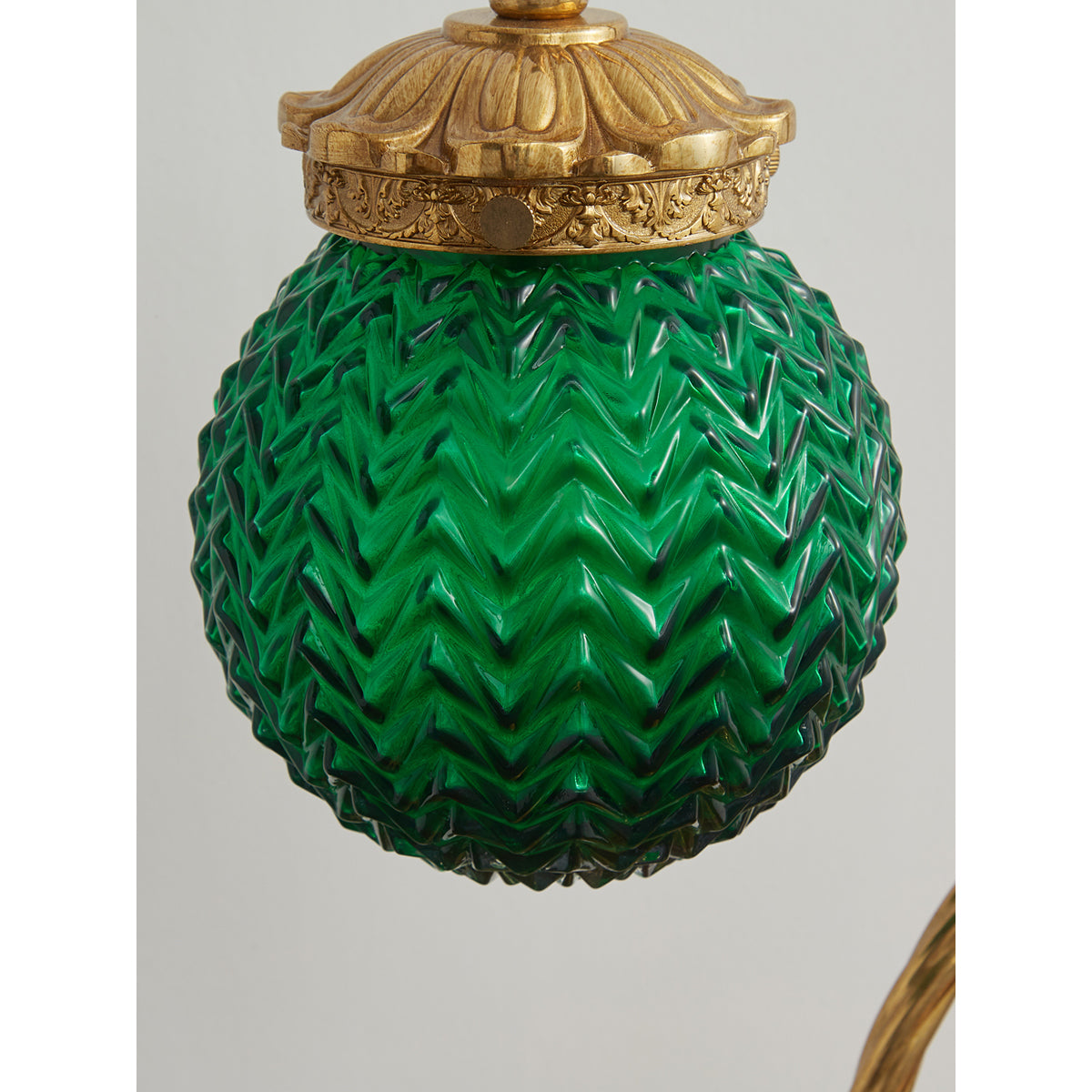 Turco Table Lamp - Polished Brass & Emerald Green Glass Desk Lamp | Vintage Luxury Bedside Accent Light