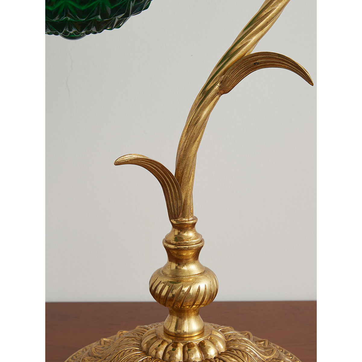 Turco Table Lamp - Polished Brass & Emerald Green Glass Desk Lamp | Vintage Luxury Bedside Accent Light