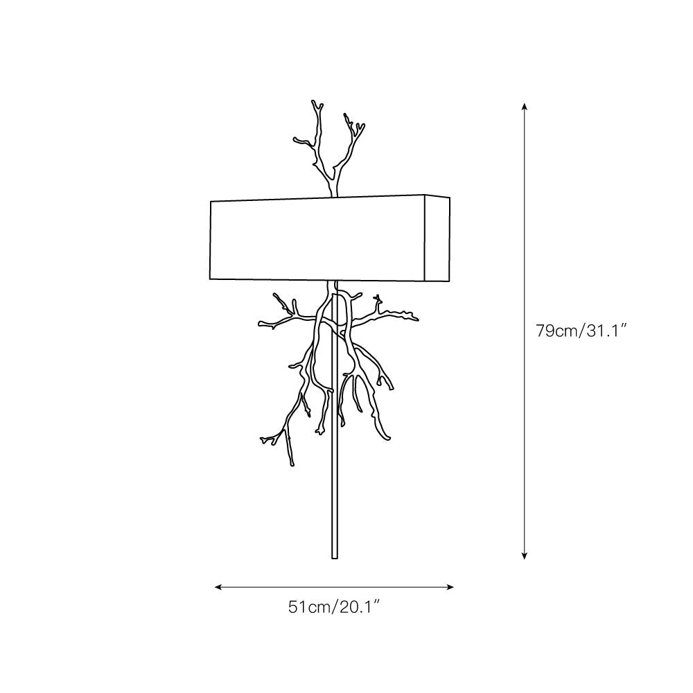 Twig Wall Lamp - Real Twig Cast Brass Body & Aluminum Shade | Organic Sculptural Wall Sconce