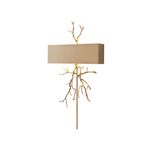 Twig Wall Lamp - Real Twig Cast Brass Body & Aluminum Shade | Organic Sculptural Wall Sconce