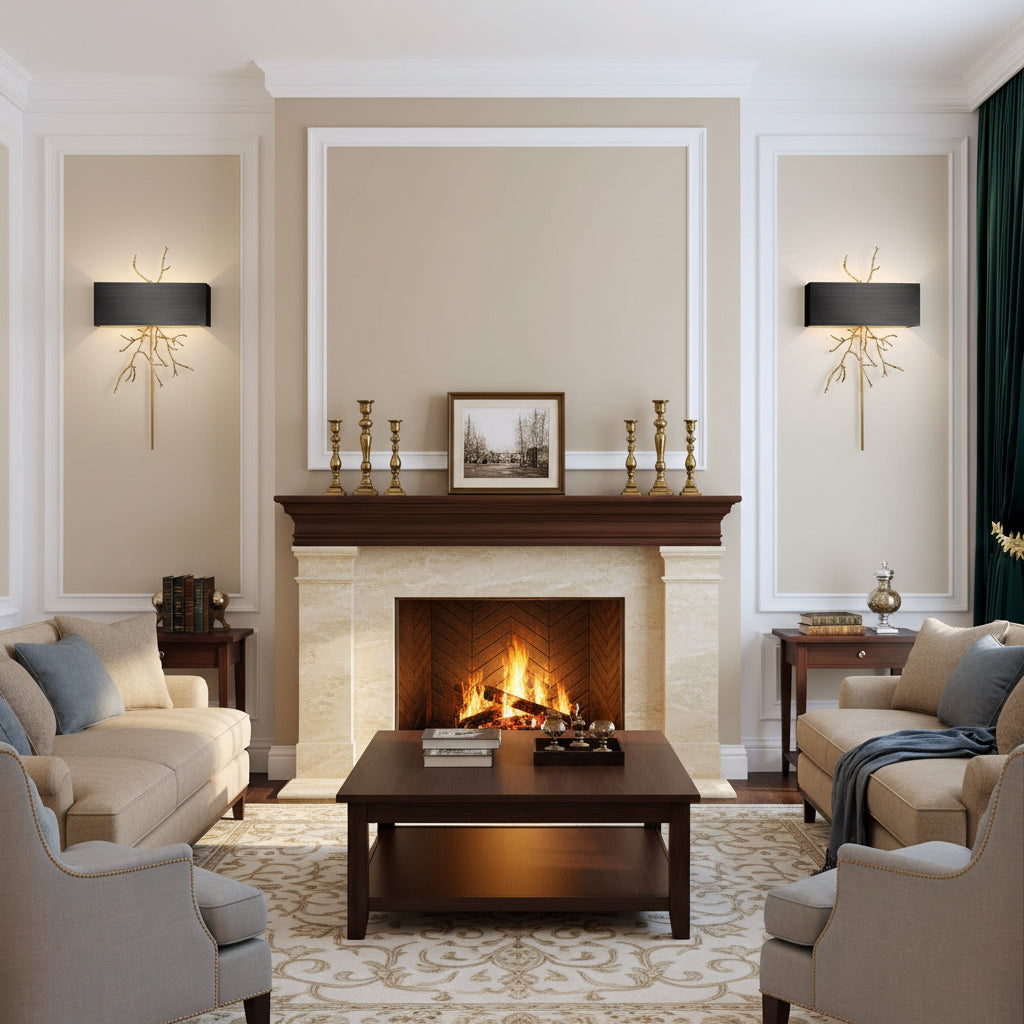 Twig Wall Lamp - Real Twig Cast Brass Body & Aluminum Shade | Organic Sculptural Wall Sconce