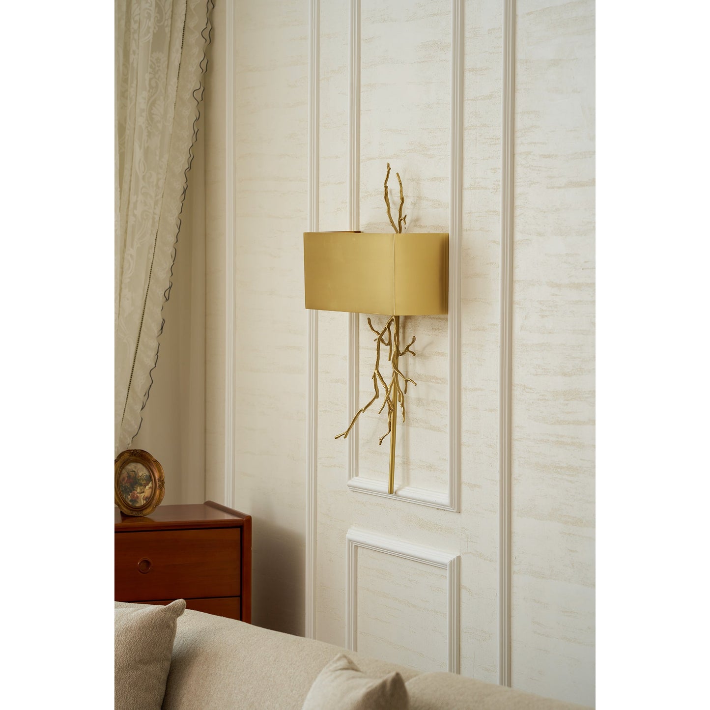 Twig Wall Lamp - Real Twig Cast Brass Body & Aluminum Shade | Organic Sculptural Wall Sconce