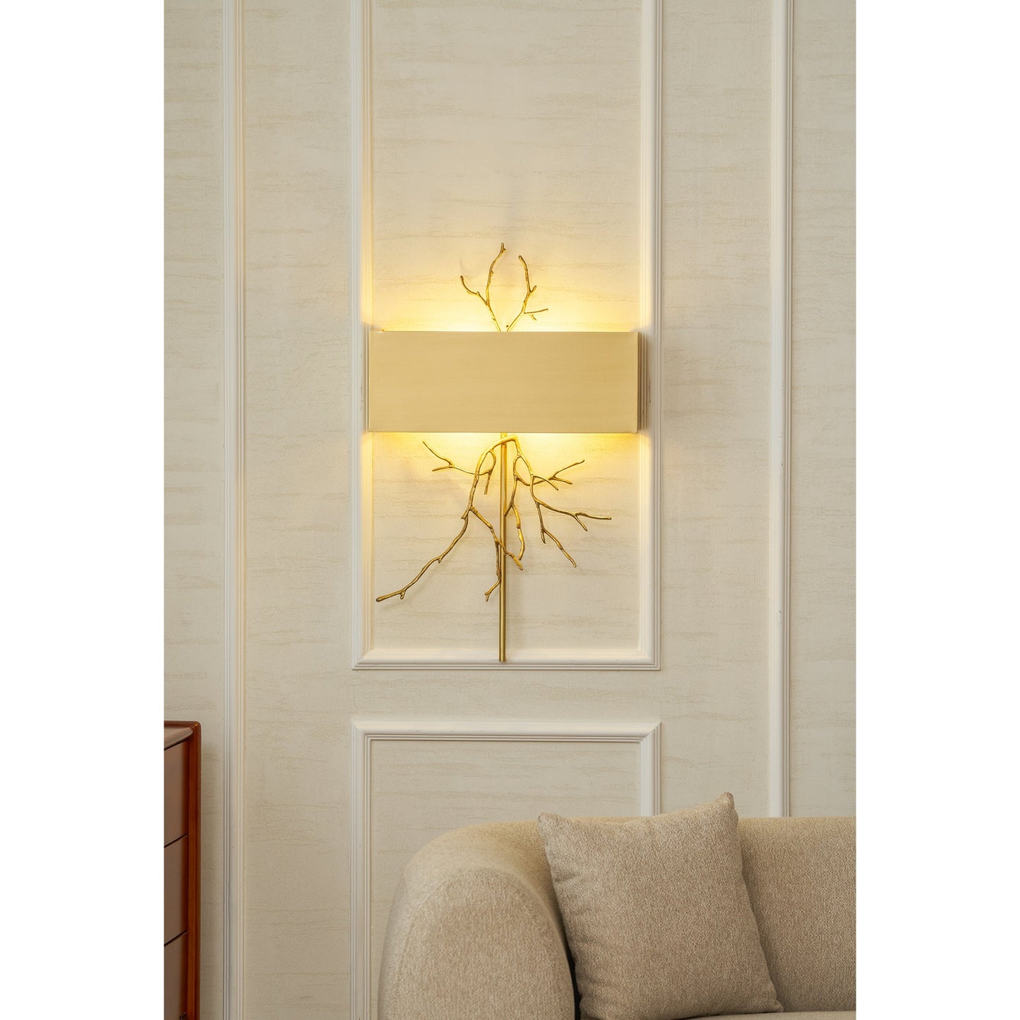 Twig Wall Lamp - Real Twig Cast Brass Body & Aluminum Shade | Organic Sculptural Wall Sconce