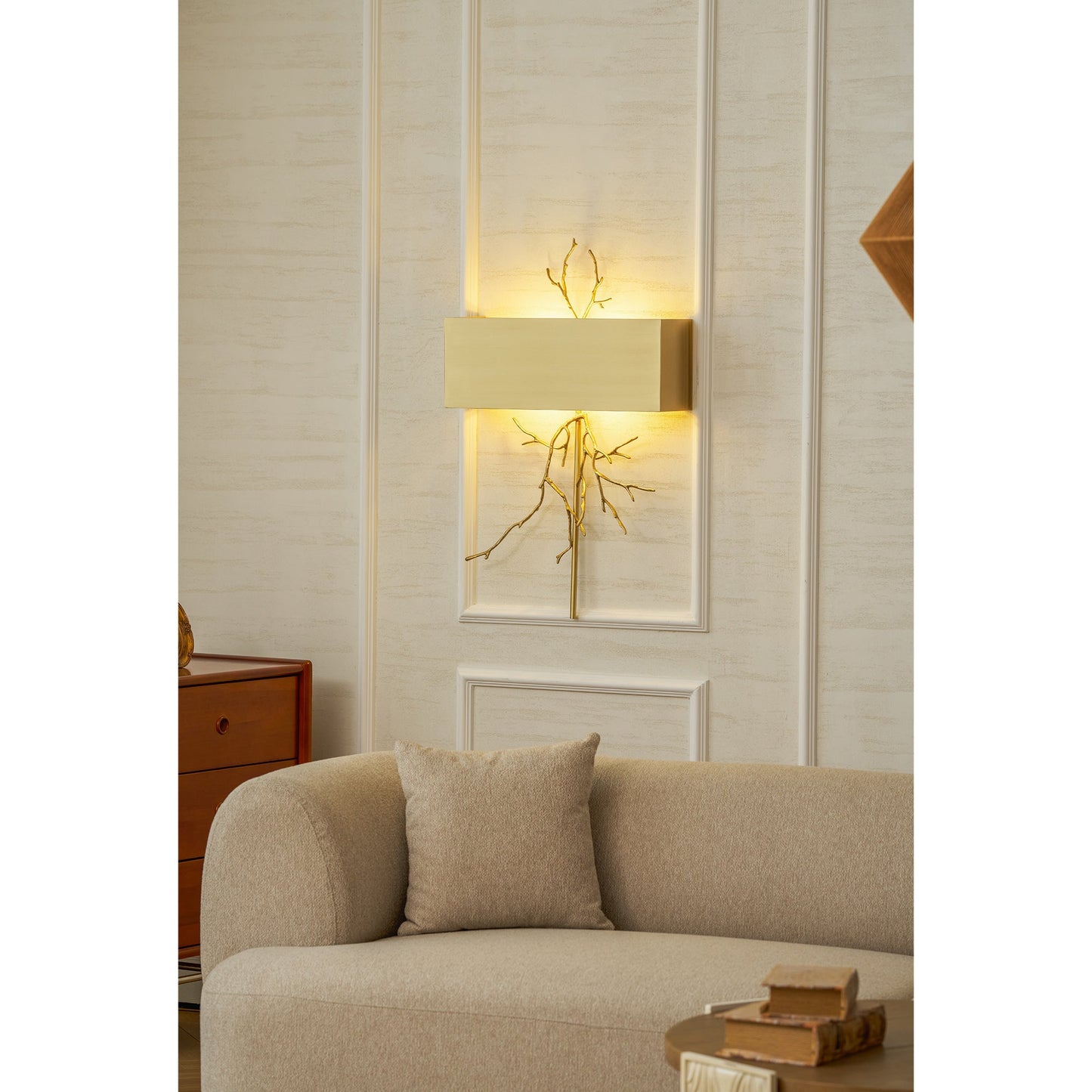 Twig Wall Lamp - Real Twig Cast Brass Body & Aluminum Shade | Organic Sculptural Wall Sconce