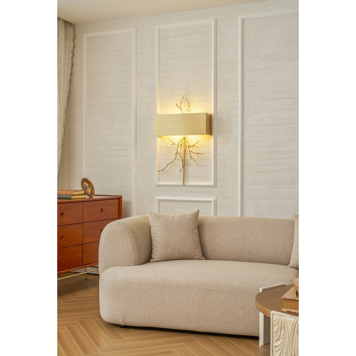 Twig Wall Lamp - Real Twig Cast Brass Body & Aluminum Shade | Organic Sculptural Wall Sconce