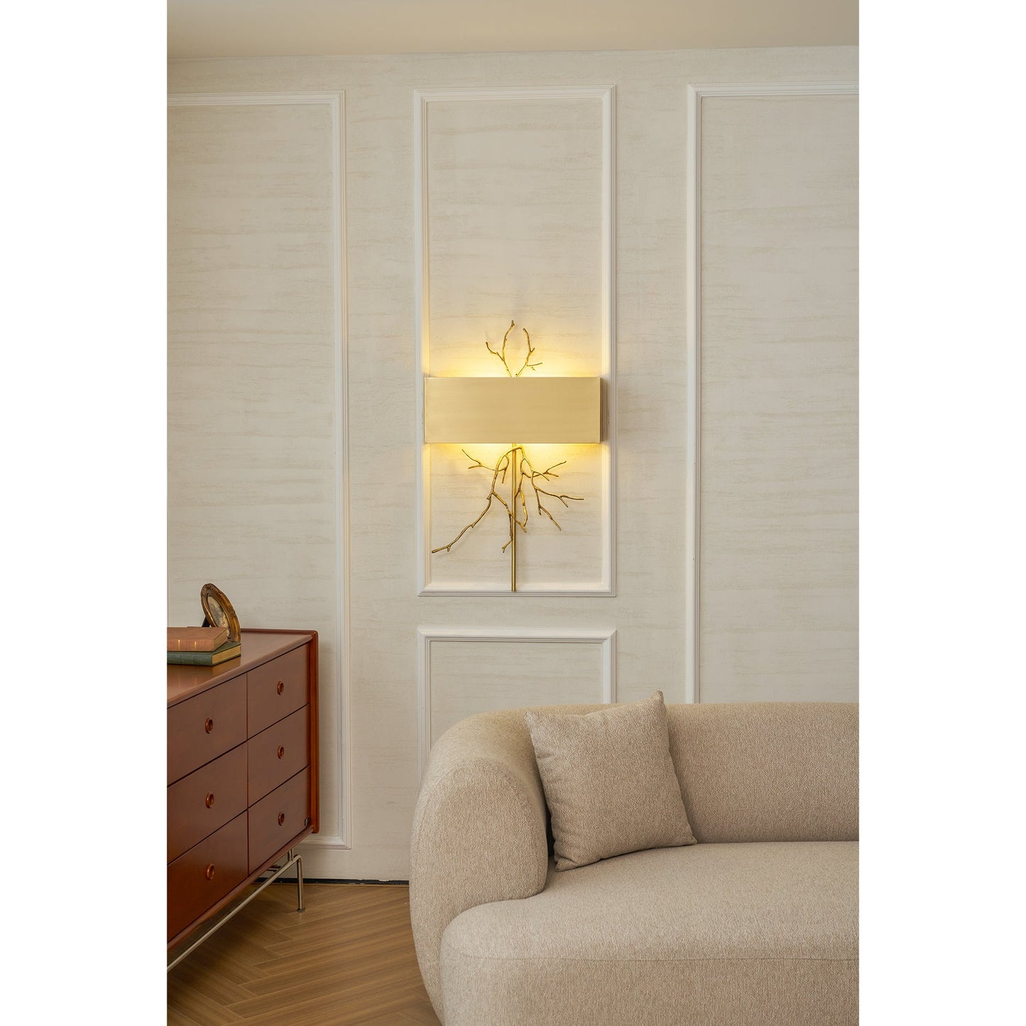 Twig Wall Lamp - Real Twig Cast Brass Body & Aluminum Shade | Organic Sculptural Wall Sconce