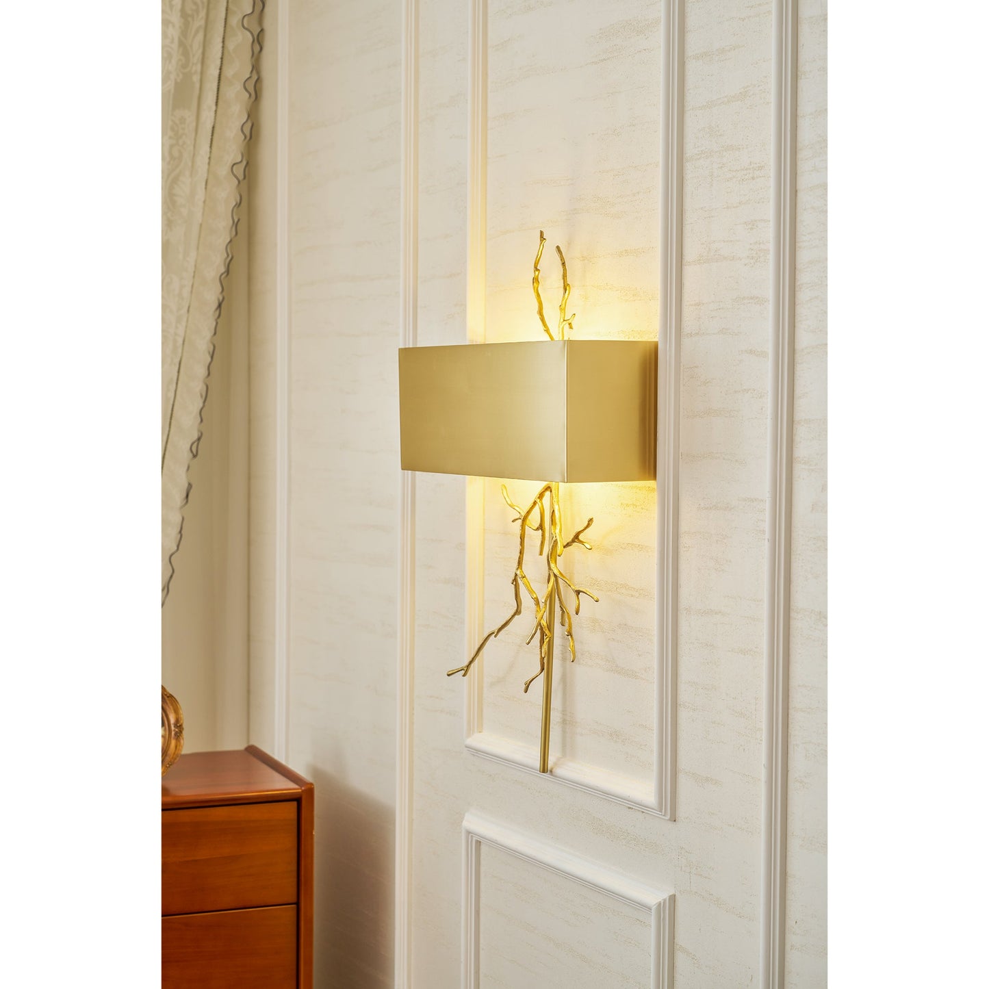 Twig Wall Lamp - Real Twig Cast Brass Body & Aluminum Shade | Organic Sculptural Wall Sconce