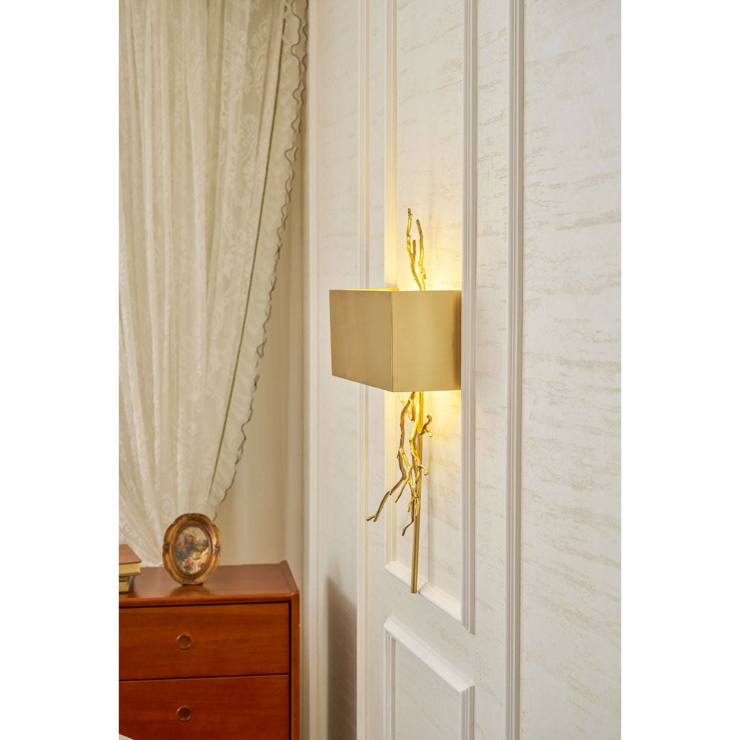 Twig Wall Lamp - Real Twig Cast Brass Body & Aluminum Shade | Organic Sculptural Wall Sconce