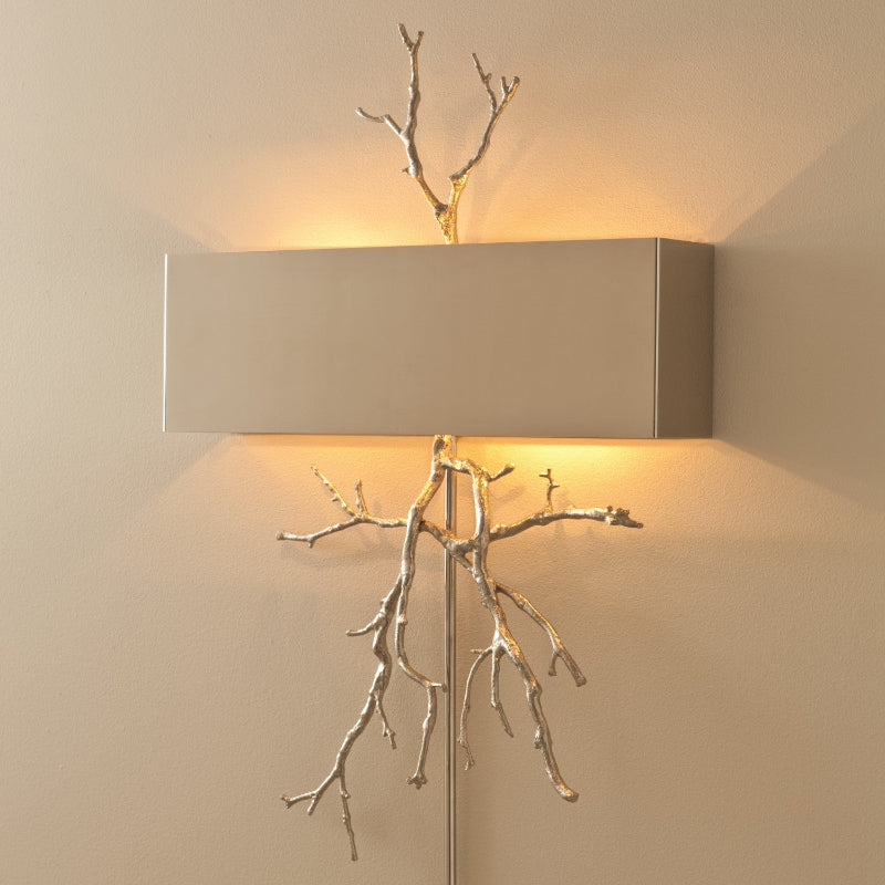 Twig Wall Lamp - Real Twig Cast Brass Body & Aluminum Shade | Organic Sculptural Wall Sconce