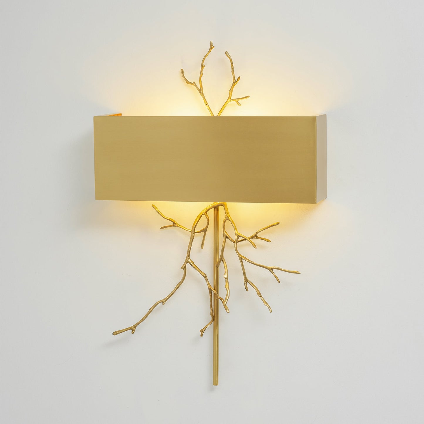 Twig Wall Lamp - Real Twig Cast Brass Body & Aluminum Shade | Organic Sculptural Wall Sconce