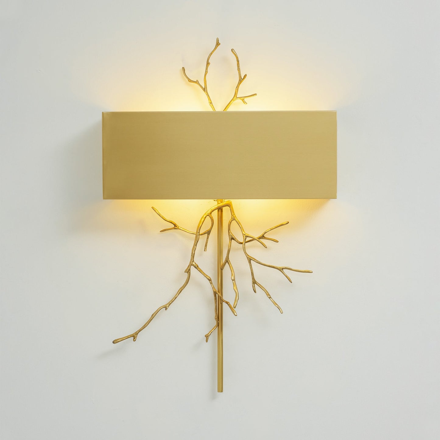 Twig Wall Lamp - Real Twig Cast Brass Body & Aluminum Shade | Organic Sculptural Wall Sconce