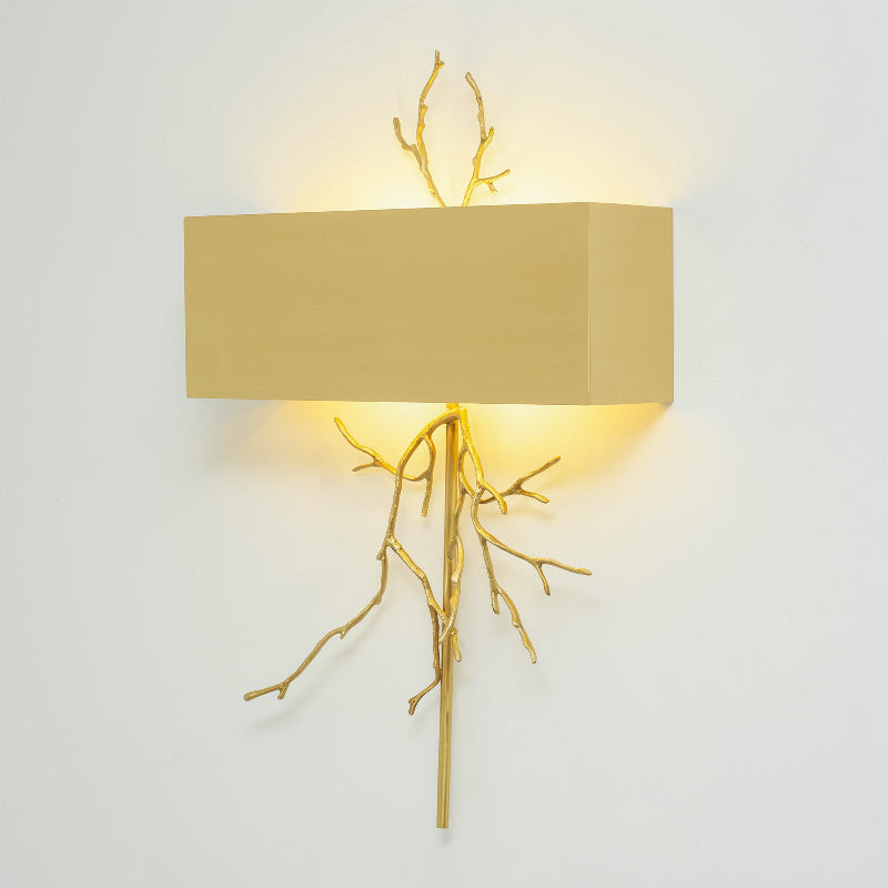 Twig Wall Lamp - Real Twig Cast Brass Body & Aluminum Shade | Organic Sculptural Wall Sconce