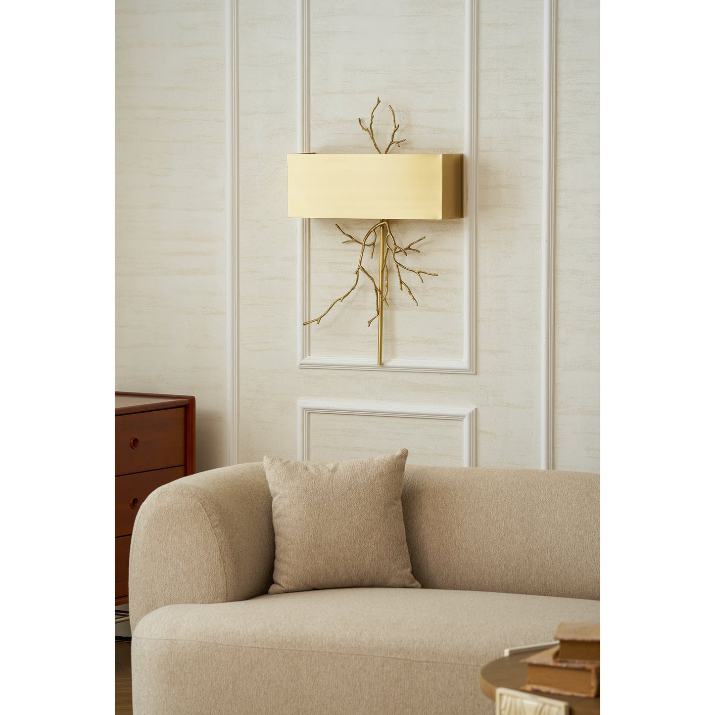 Twig Wall Lamp - Real Twig Cast Brass Body & Aluminum Shade | Organic Sculptural Wall Sconce