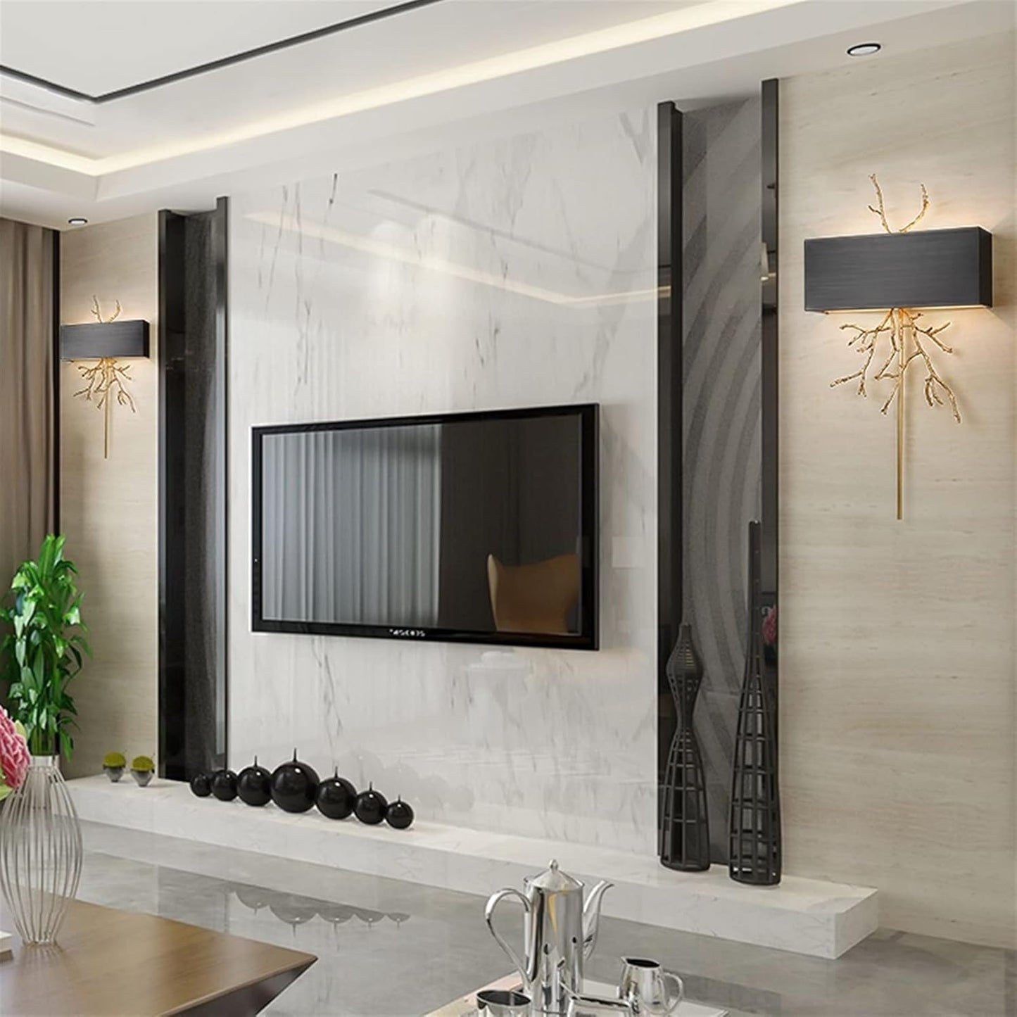 Twig Wall Lamp - Real Twig Cast Brass Body & Aluminum Shade | Organic Sculptural Wall Sconce