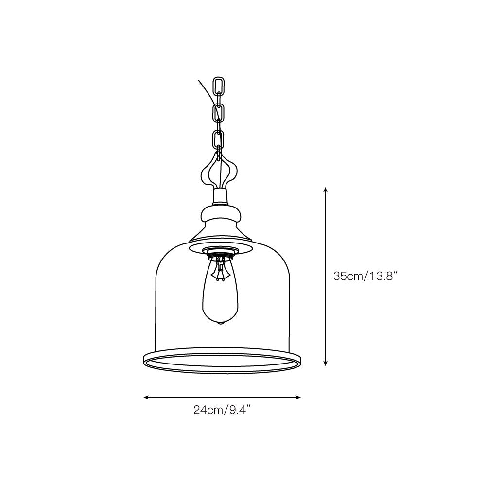 Tybee Pendant Lamp - Ornate Copper Bell Glass Lantern | Vintage Hinged Ceiling Pendant Light