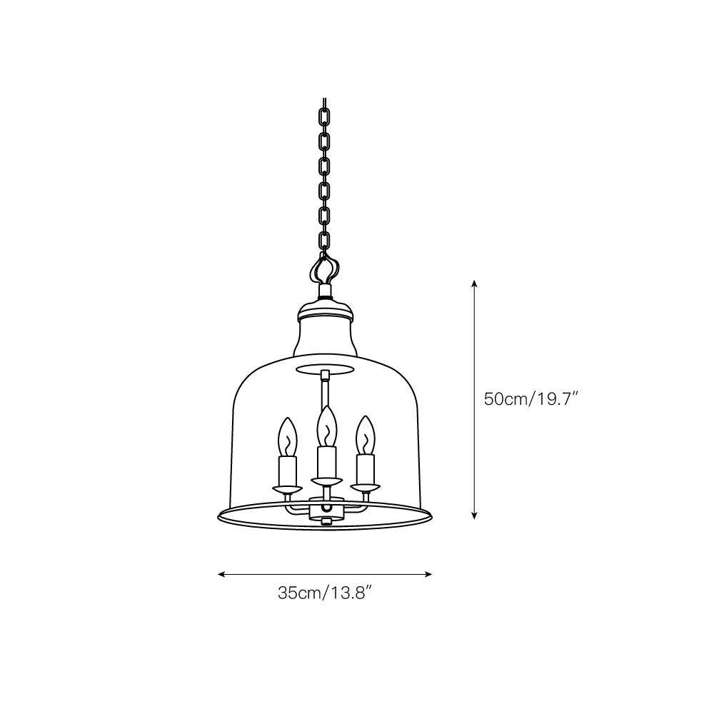 Tybee Pendant Lamp - Ornate Copper Bell Glass Lantern | Vintage Hinged Ceiling Pendant Light