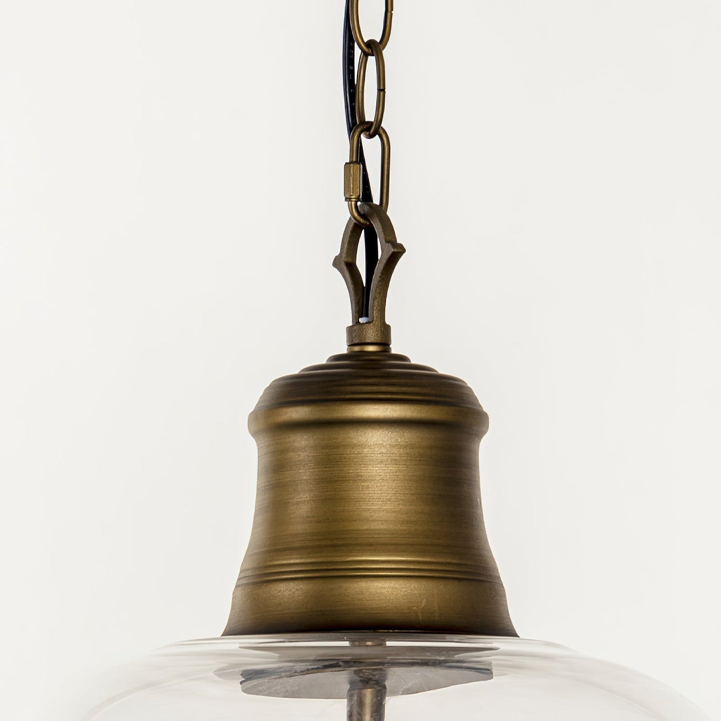 Tybee Pendant Lamp - Ornate Copper Bell Glass Lantern | Vintage Hinged Ceiling Pendant Light