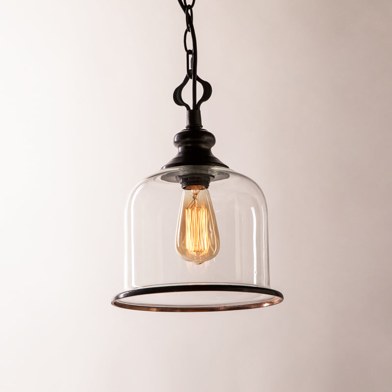 Tybee Pendant Lamp - Ornate Copper Bell Glass Lantern | Vintage Hinged Ceiling Pendant Light