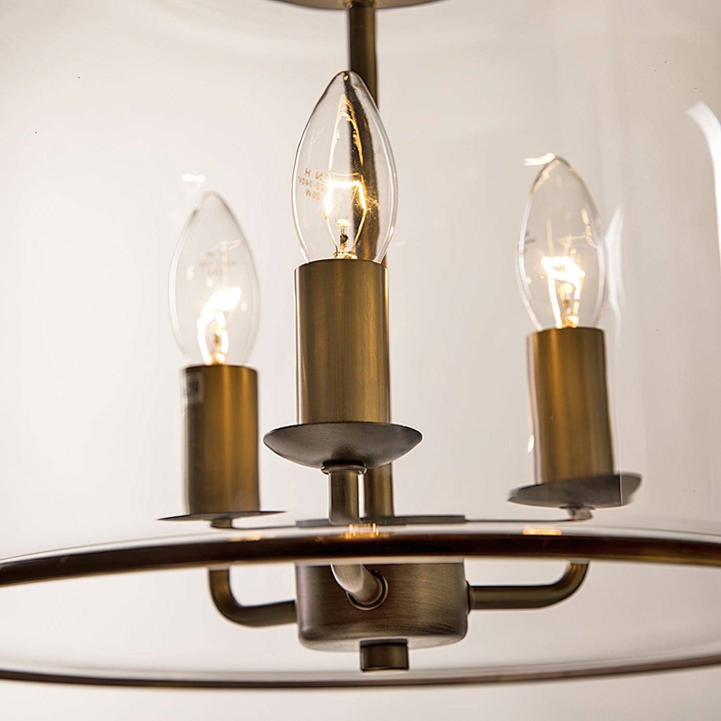 Tybee Pendant Lamp - Ornate Copper Bell Glass Lantern | Vintage Hinged Ceiling Pendant Light