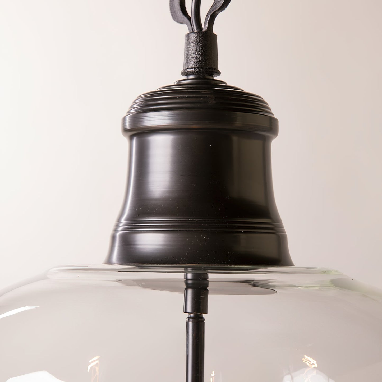 Tybee Pendant Lamp - Ornate Copper Bell Glass Lantern | Vintage Hinged Ceiling Pendant Light