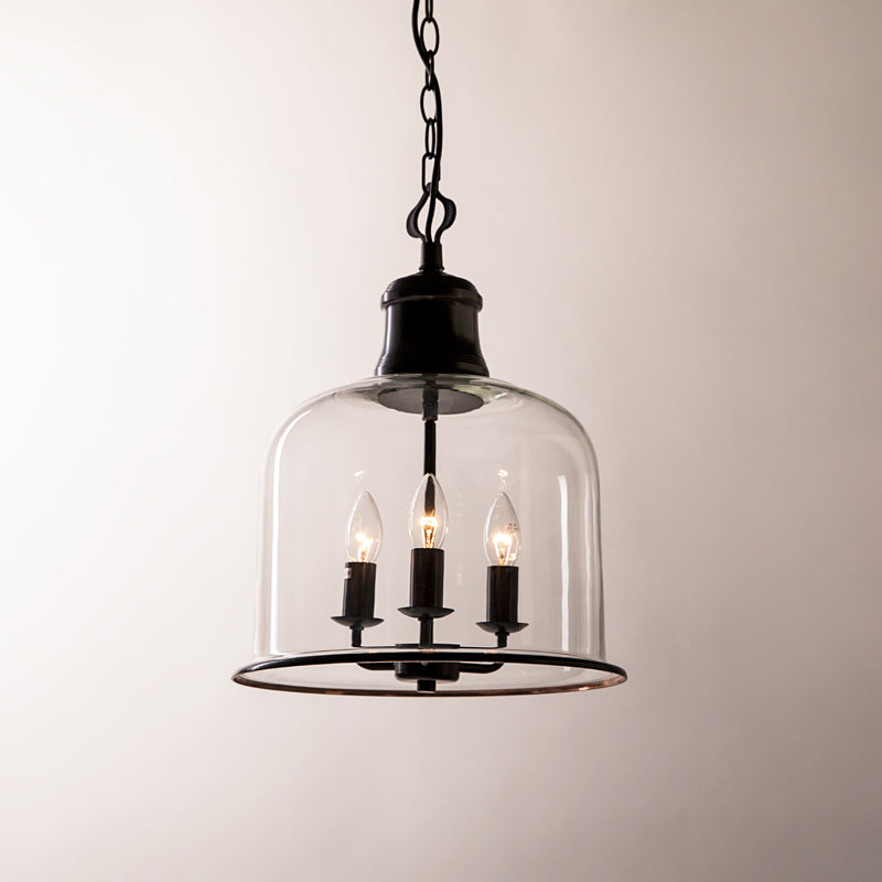 Tybee Pendant Lamp - Ornate Copper Bell Glass Lantern | Vintage Hinged Ceiling Pendant Light