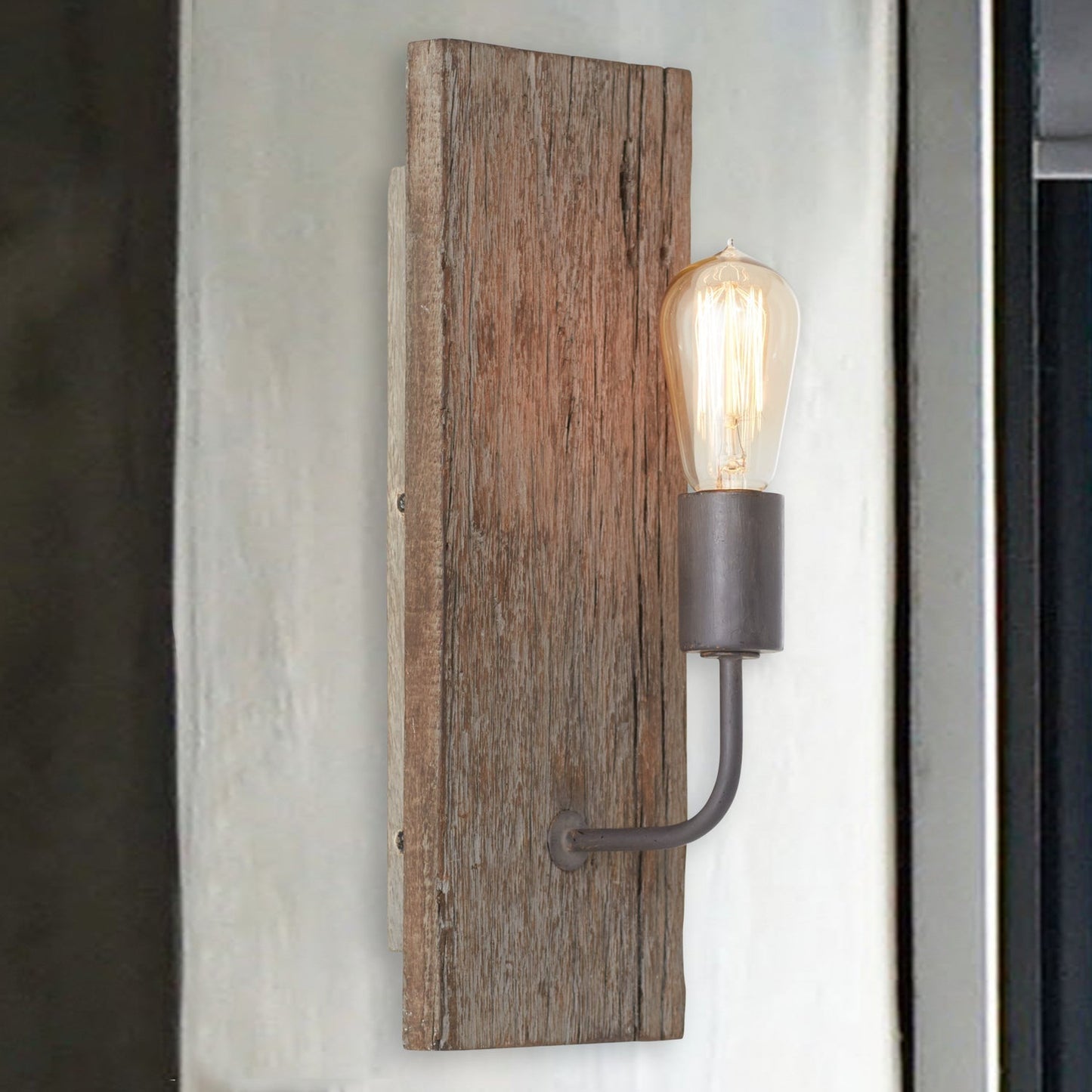 Tybee Wall Lamp - Nordic Grey Driftwood Lantern Wall Sconce | Coastal Rustic Bedside & Vanity Light