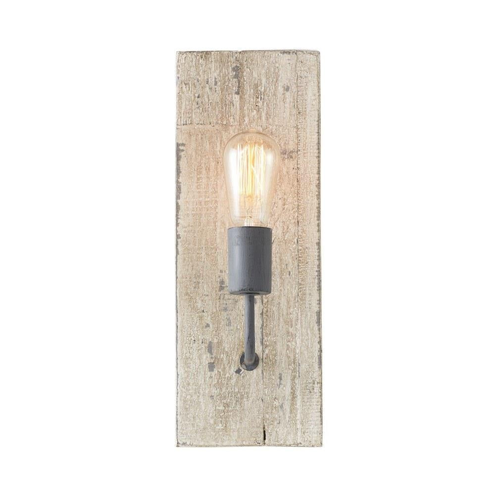 Tybee Wall Lamp - Nordic Grey Driftwood Lantern Wall Sconce | Coastal Rustic Bedside & Vanity Light