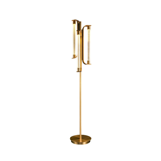 Tycho Floor Lamp - Ribbed Glass Globe & Gold Brass LED Floor Light | Luxury Standing Lamp