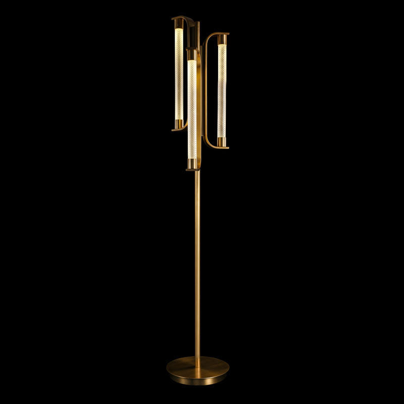 Tycho Floor Lamp - Ribbed Glass Globe & Gold Brass LED Floor Light | Luxury Standing Lamp