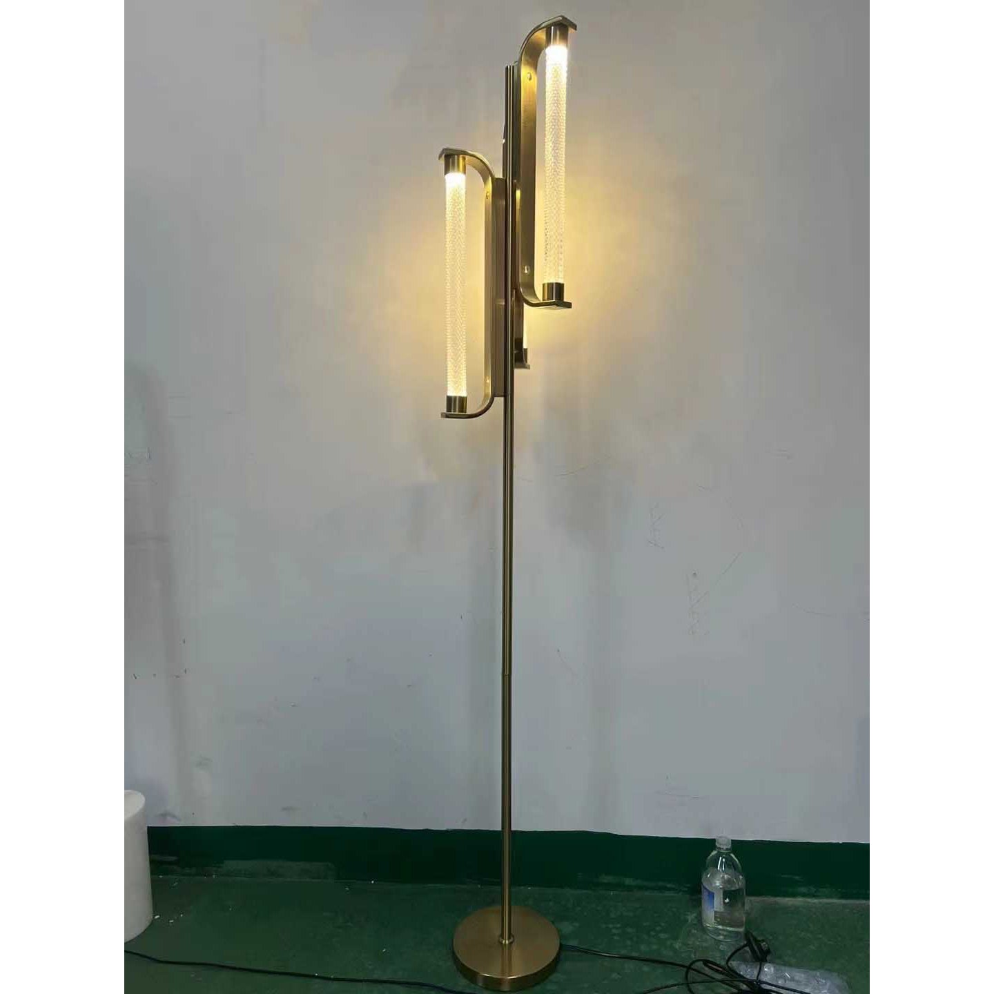 Tycho Floor Lamp - Ribbed Glass Globe & Gold Brass LED Floor Light | Luxury Standing Lamp