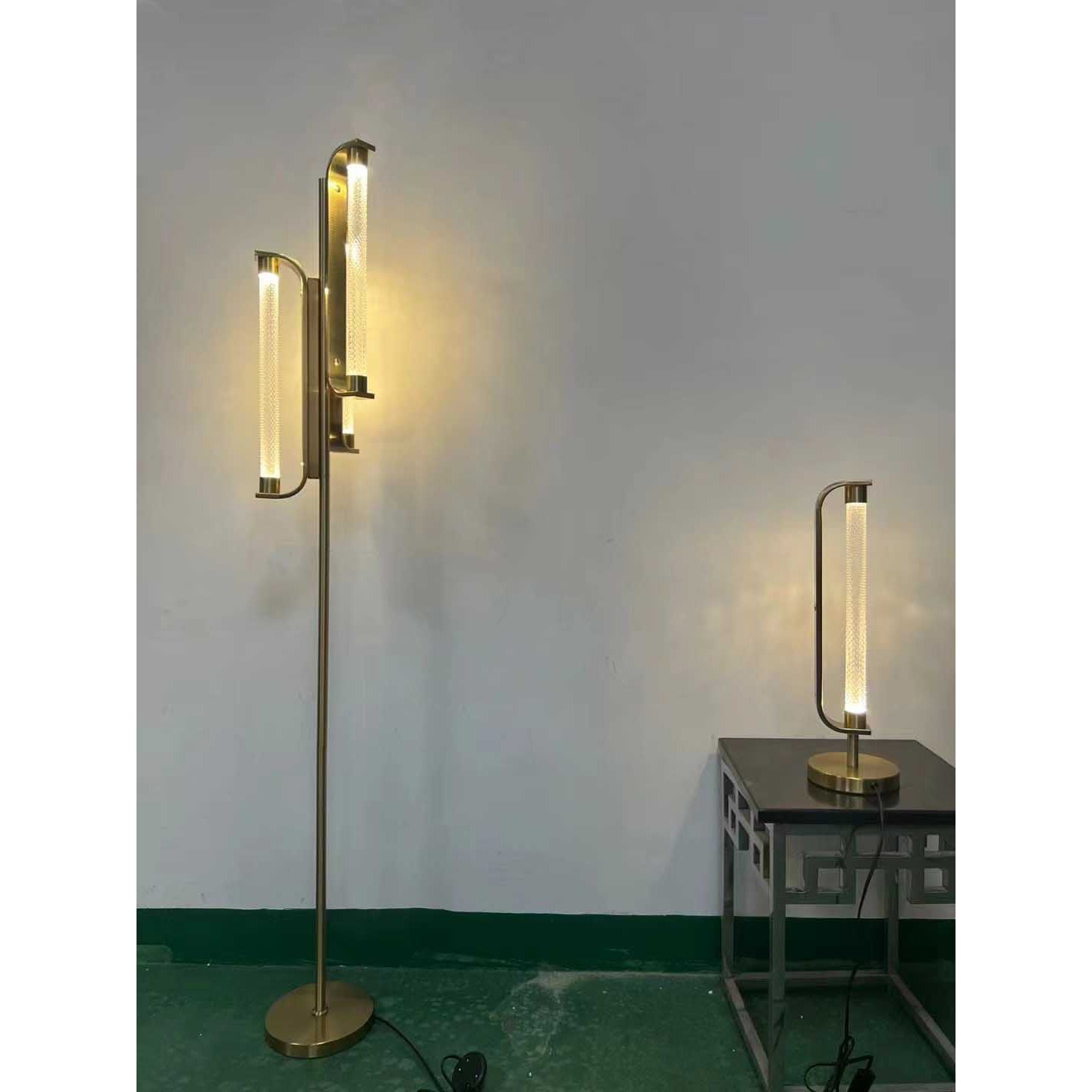 Tycho Floor Lamp - Ribbed Glass Globe & Gold Brass LED Floor Light | Luxury Standing Lamp