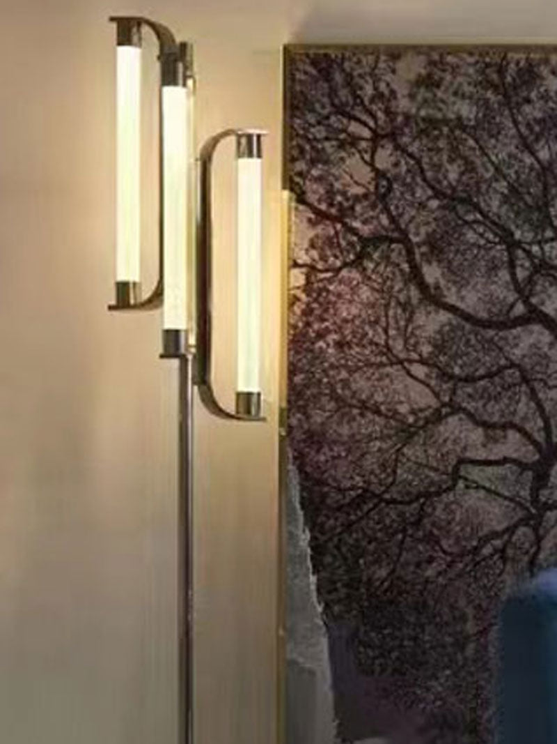 Tycho Floor Lamp - Ribbed Glass Globe & Gold Brass LED Floor Light | Luxury Standing Lamp
