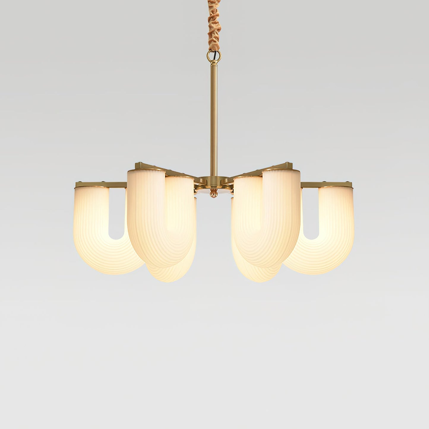 U Shaped Chandelier - Modern Sculptural Curved PE Rotomolded LED Pendant Light | Minimalist Ring Ceiling Chandelier