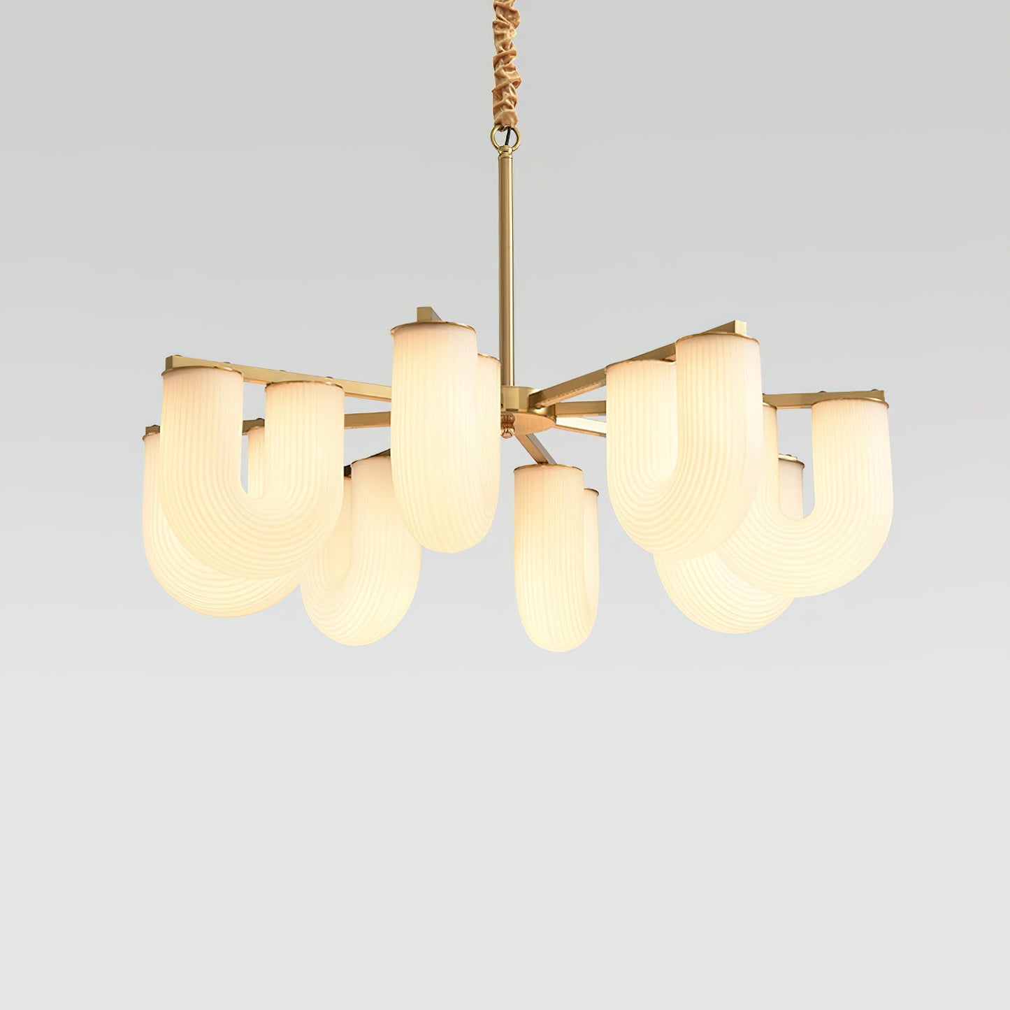 U Shaped Chandelier - Modern Sculptural Curved PE Rotomolded LED Pendant Light | Minimalist Ring Ceiling Chandelier